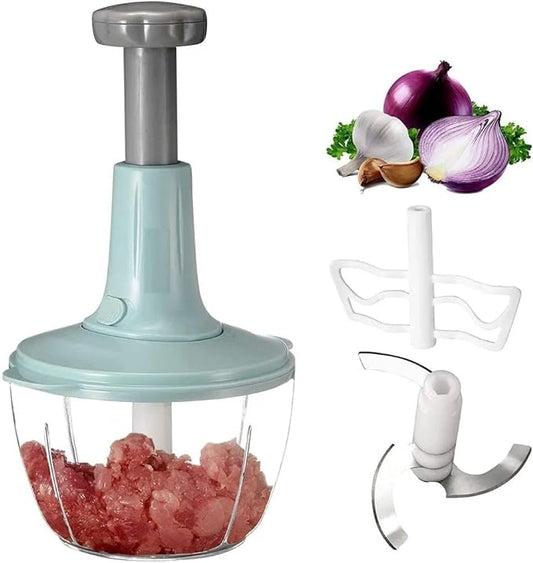 Manual Hand Push Chopper | Multi-functional Vegetable Meat Grinder, Grater, Chopper -2 Liter
